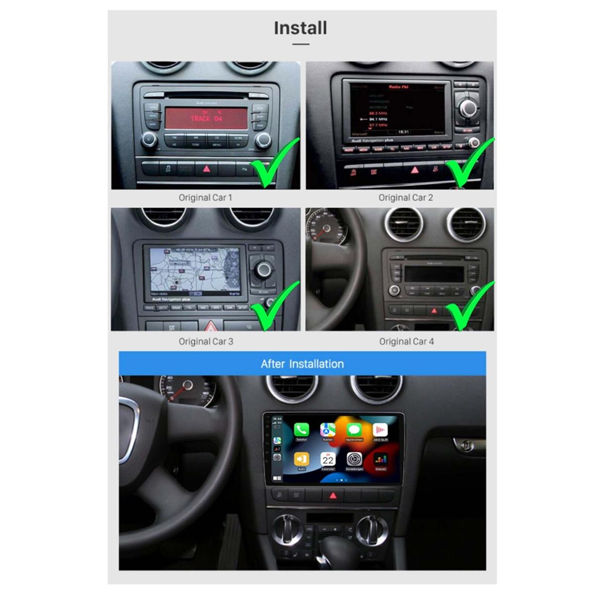 AUDI A3 9'' CARPLAY ANDROİD AUTO 4RAM MULTİMEDYA+KAMERA